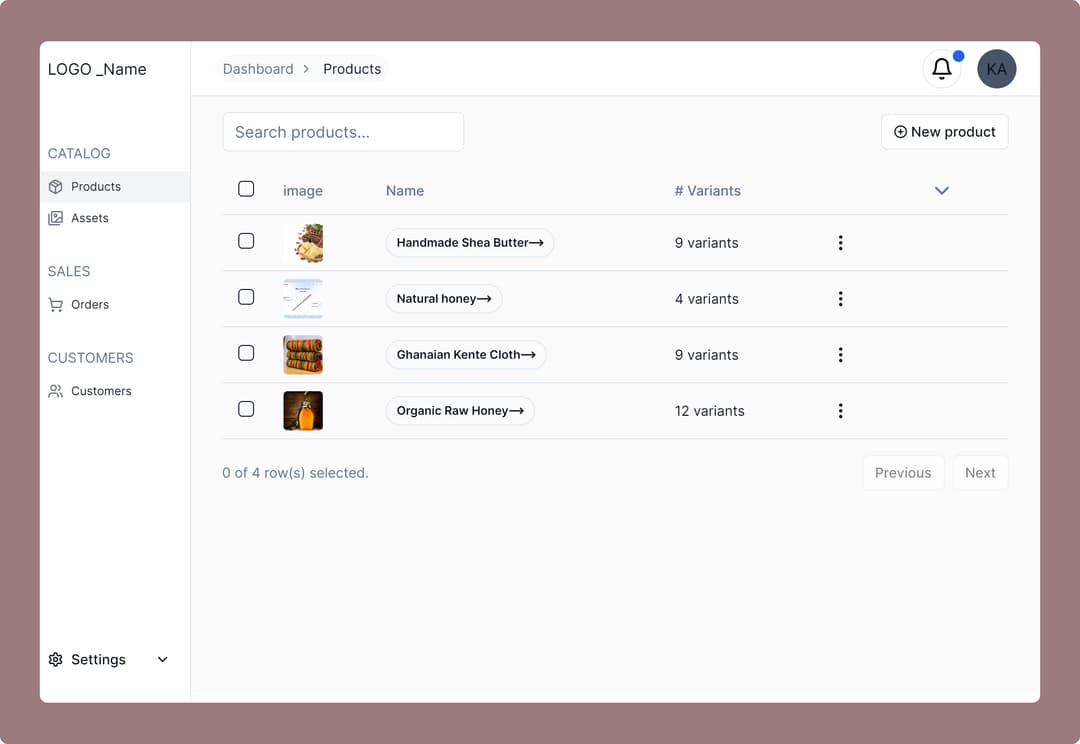 Ecommerce Admin Dashboard